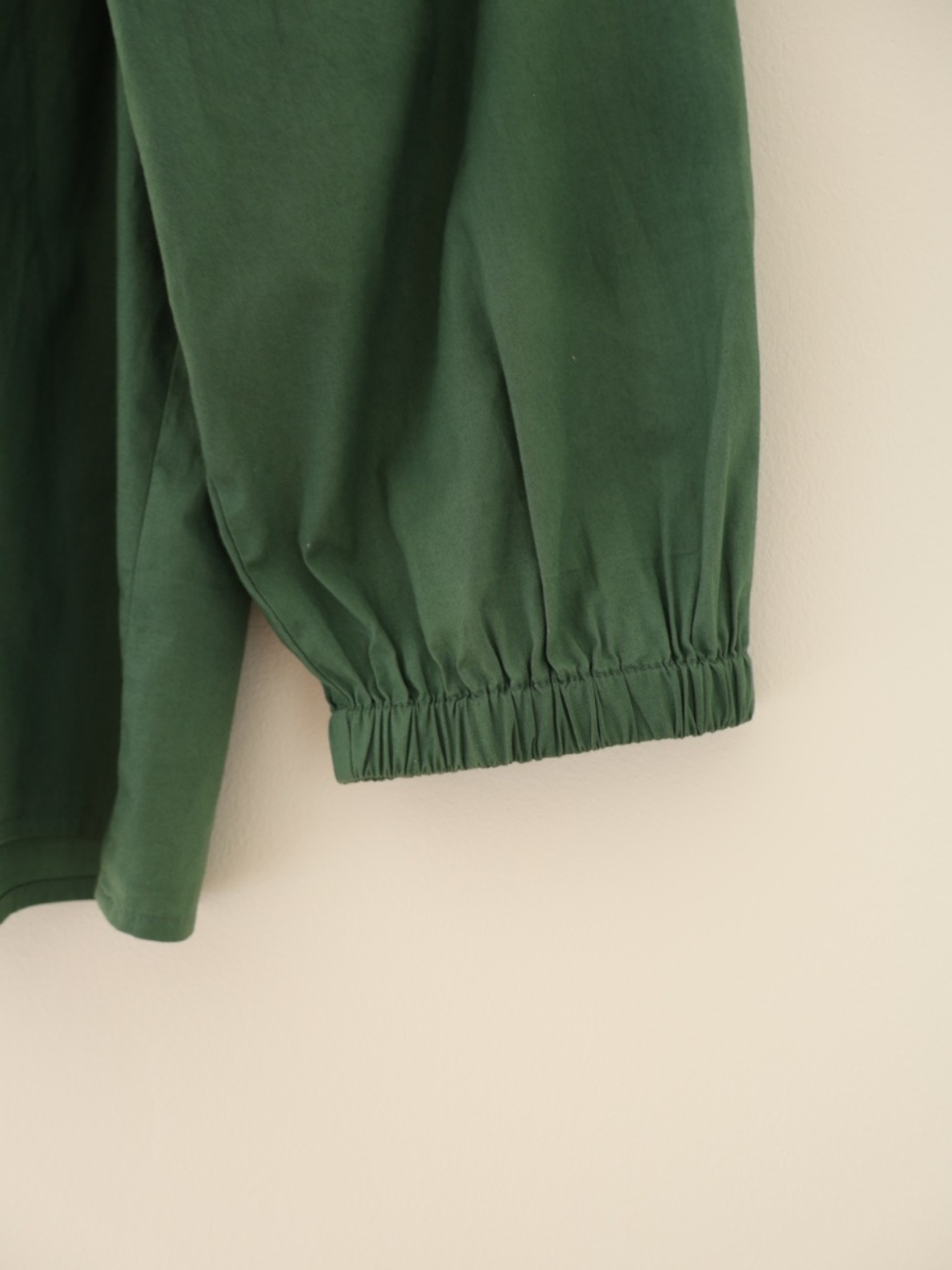 J.Crew Green Cotton Peasant Smocked Neck Long Sleeve Blouse Top Gathered Boho XL - Picture 5 of 8